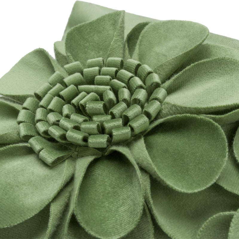JWH 3D Flower Throw Pillow Cover Decorative Sunflower Accent Pillow Case Velvet Cushion Lumbar Floral Pillowcase for Home Bed Sofa Couch Chair 12x20 Inches Green - Image 3